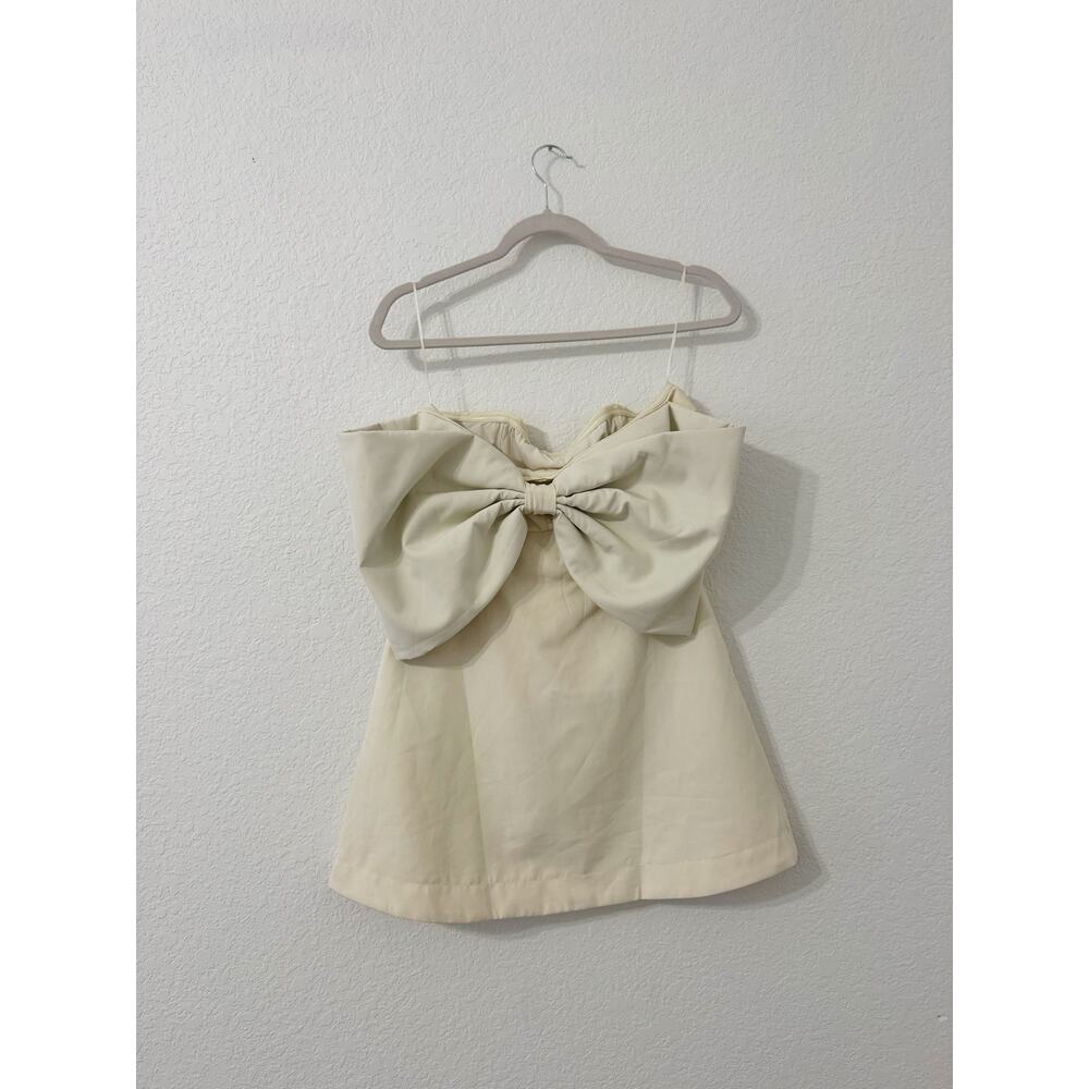 Selfie Leslie Made For Love Bow Back Strapless Mini Dress Ivory Size Small - Picture 6 of 8